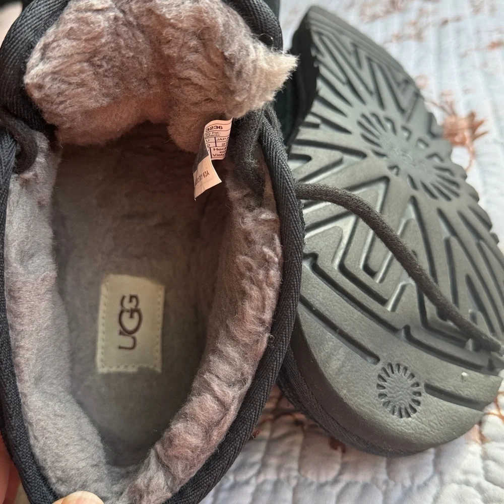 UGG Black Suede Boots with Plush Lining